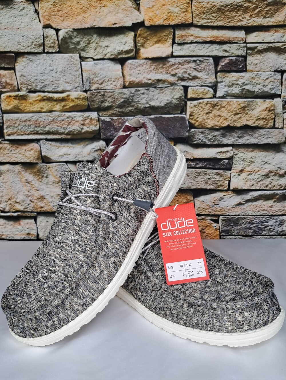 HEY DUDE 'WALLY SOX FUNK' COMFORT & STRETCH MOCCASIN SHOES ADULT SIZE 10